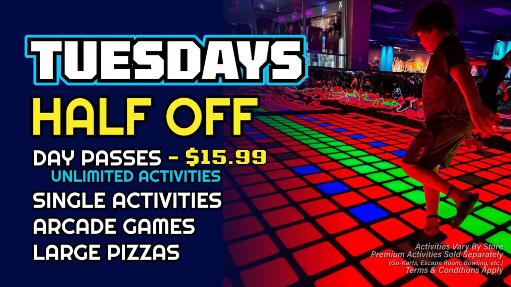 Tuesdays Special at Zap Zone - Best in Games - Arcade Games - Pizzas